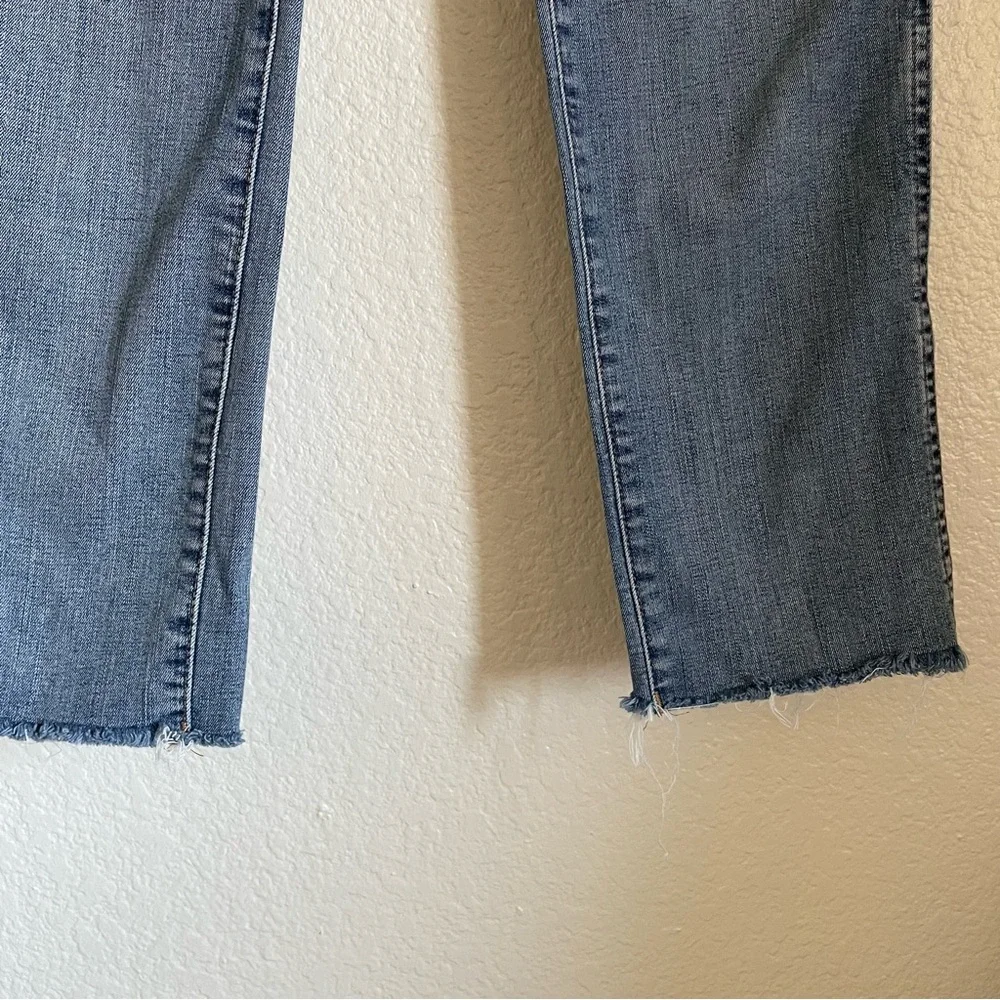 Madewell Slim Straight Crop Jeans Frayed Ankle Hem Distressed Patch K7984
